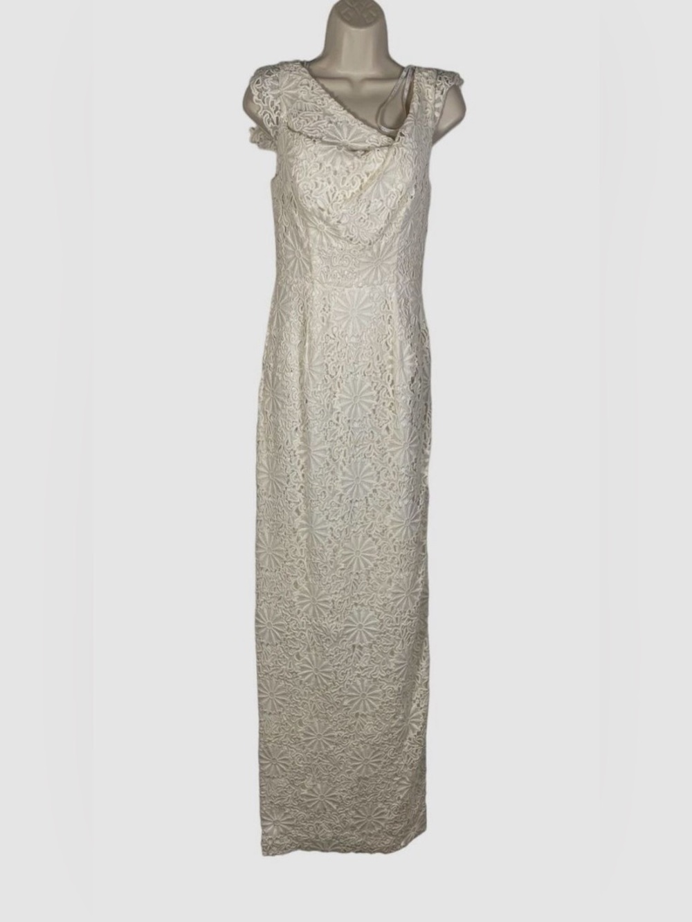 Elegant White Lace Maxi Dress - Sleeveless Column Silhouette, Bridal
